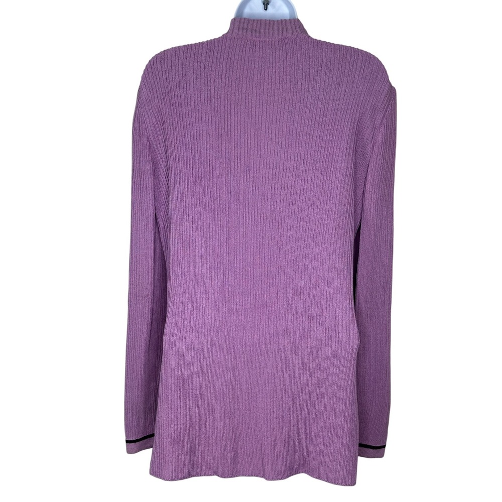 St. John Collection Cardigan 2 Purple Ribbed Zip Front Lion Button Santana Knit - Picture 3 of 8